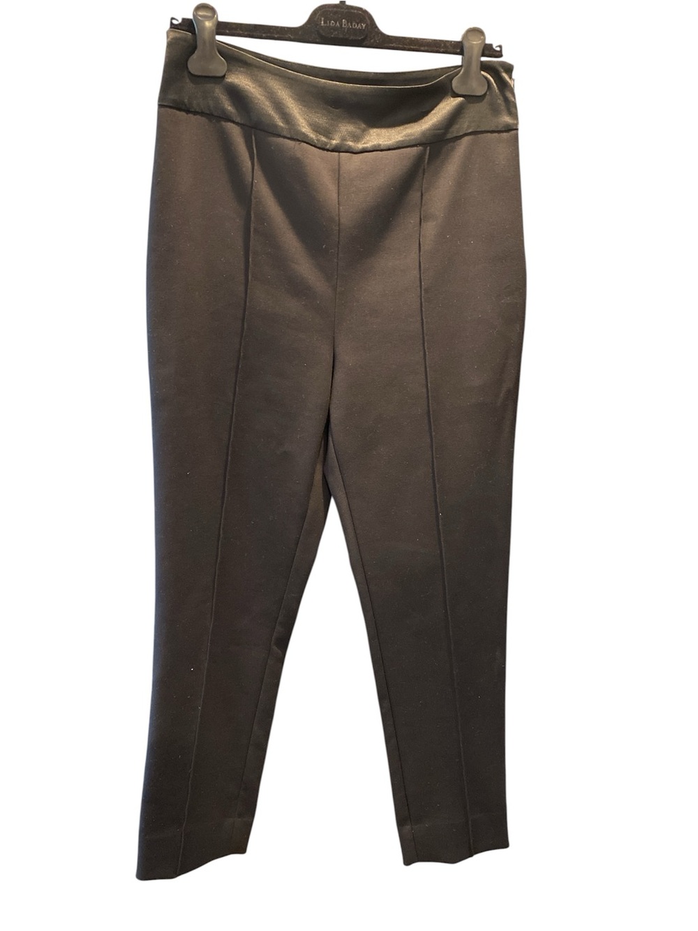 Diane von Furstenberg Black slim Blysse Pants with Satin Waistband Size 12 BNWT